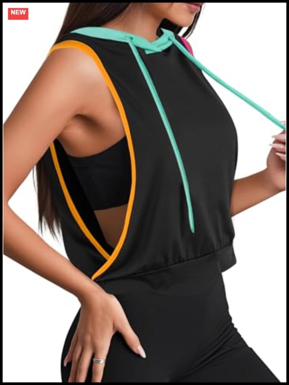 Women's Sleeveless Hoodie Crop Tank Top Open Side Workout Gym Shirt